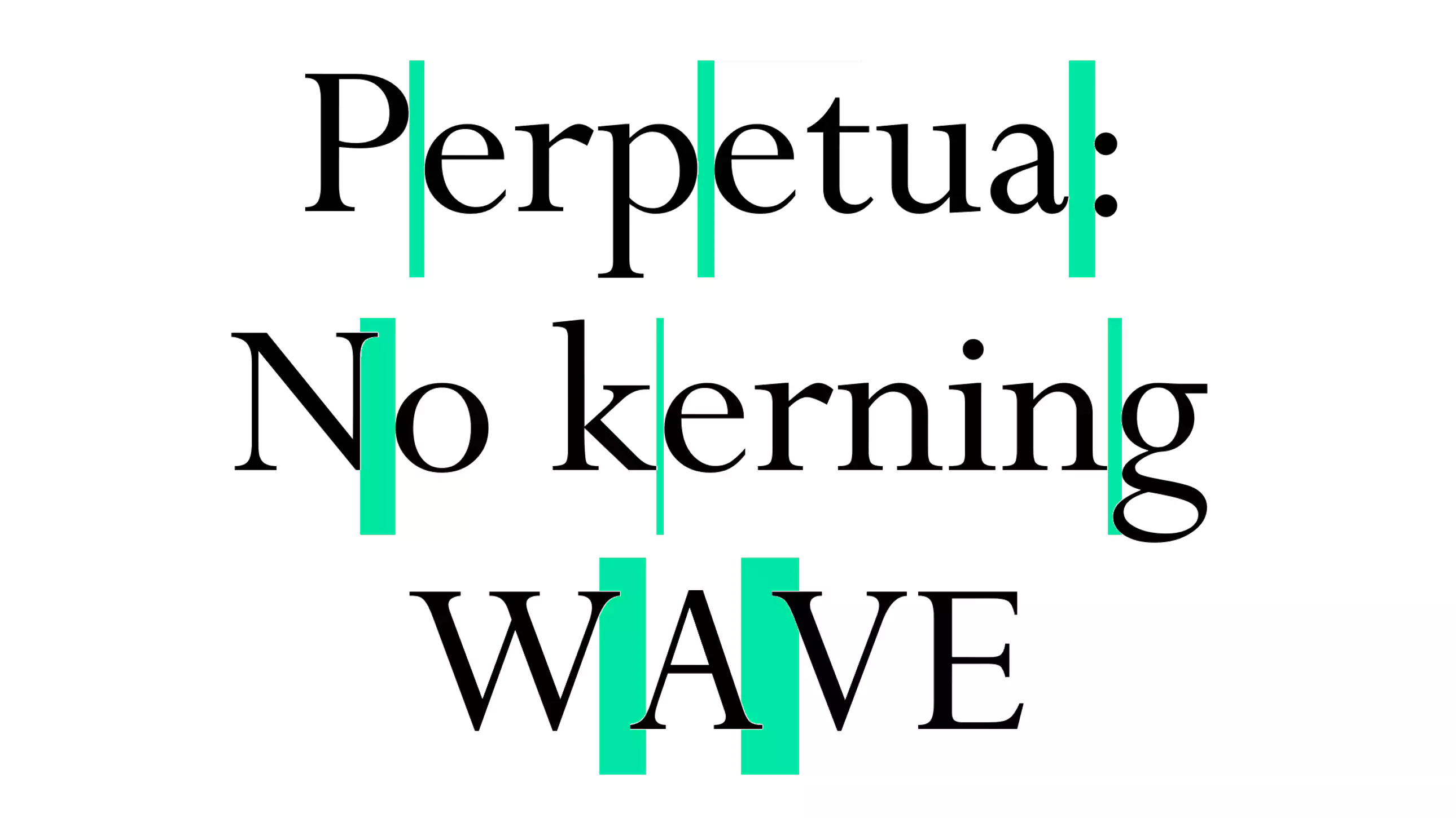 没有使用 kerning 的 Perpetua 字体示例